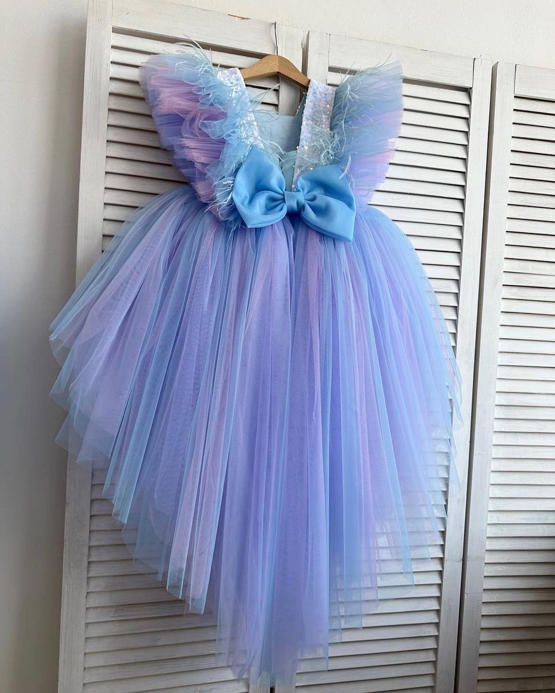 Butterfly dress in blue-lilac combination