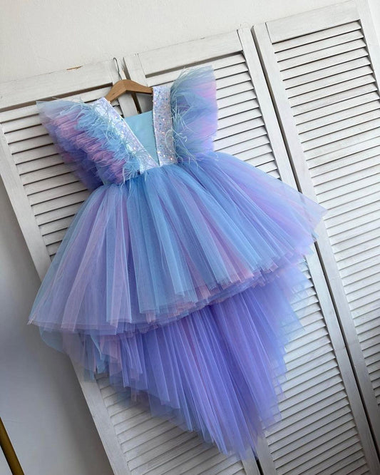 Butterfly dress in blue-lilac combination