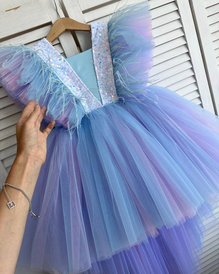 Butterfly dress in blue-lilac combination