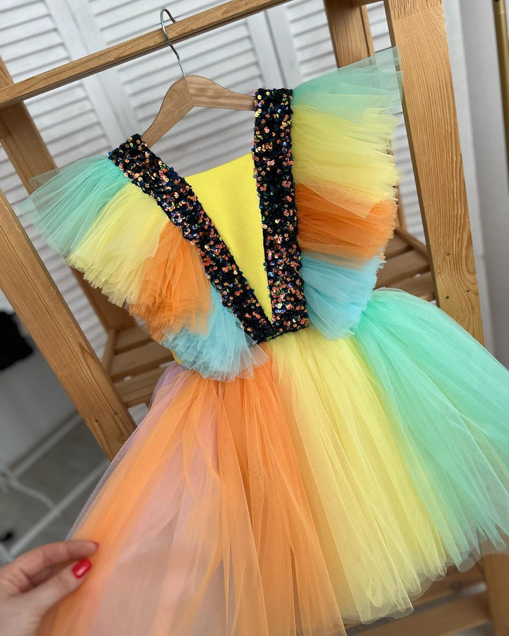 Rainbow dress, Unicorn dress for girls  EU 134 size, 9-10 years old girl