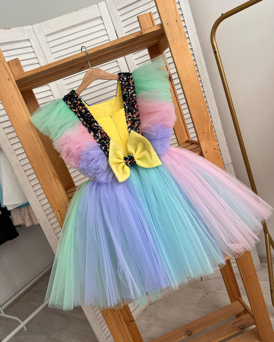 Rainbow dress, Unicorn dress for girls  EU 134 size, 9-10 years old girl