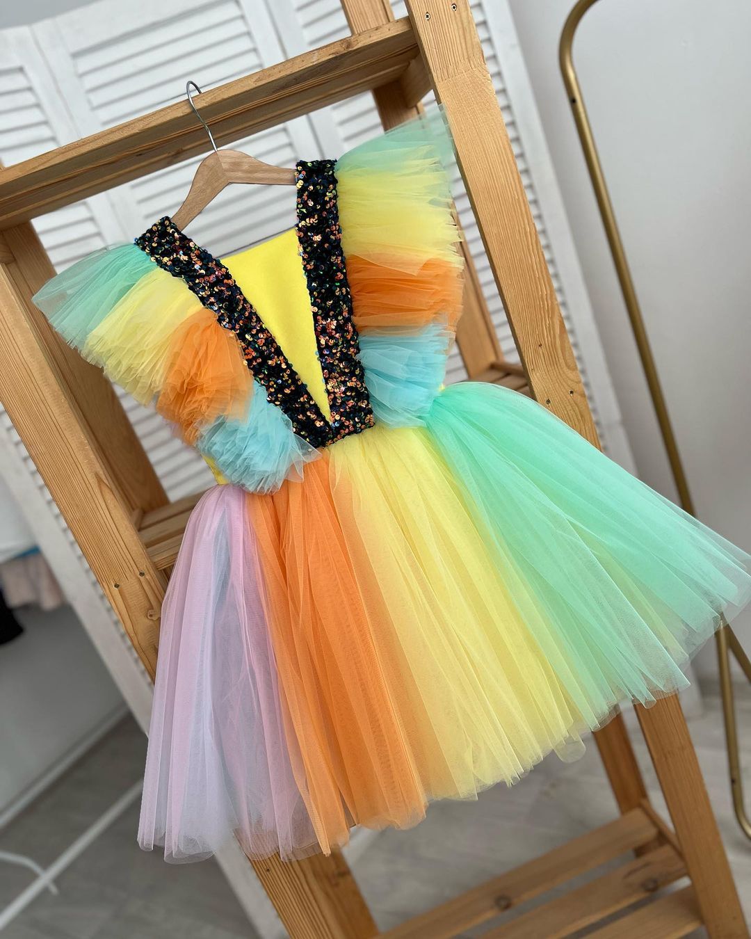 Rainbow dress, Unicorn dress for girls  EU 134 size, 9-10 years old girl