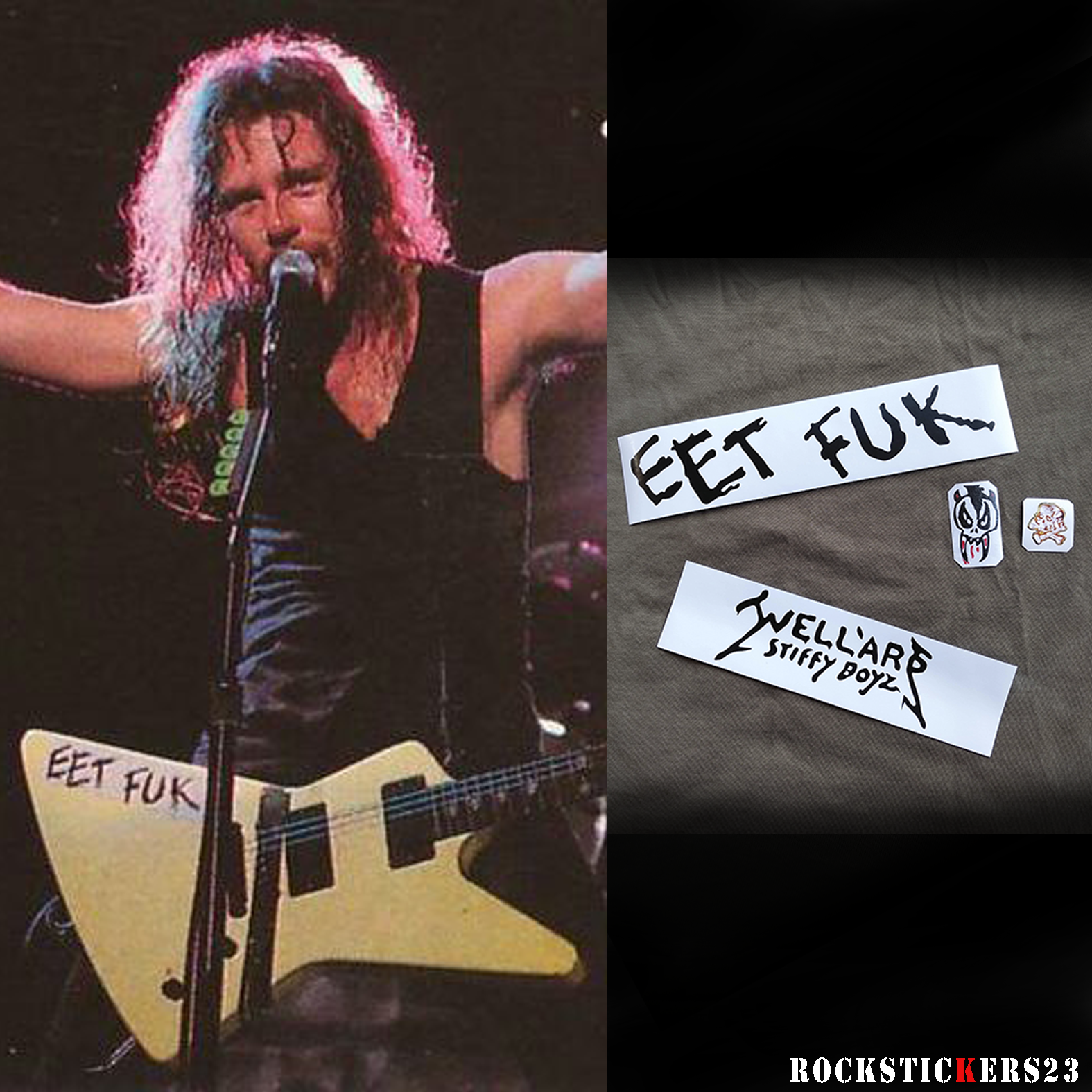 James Hetfield guitar stickers ESP MX-220 EET fuk vinyl decal + Skull