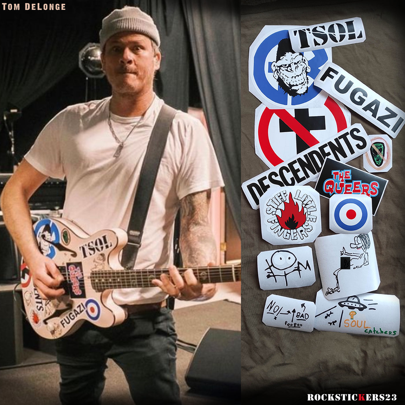 TOM DELONGE GUITAR STICKERS FENDER R&D STARCASTERS BLINK-182 VINYL DECAL