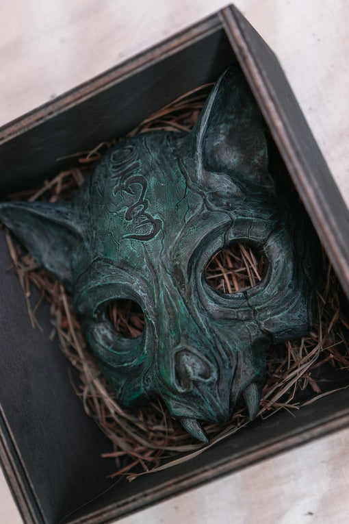 Cat Skull Halfmask - Jade Tree Mask