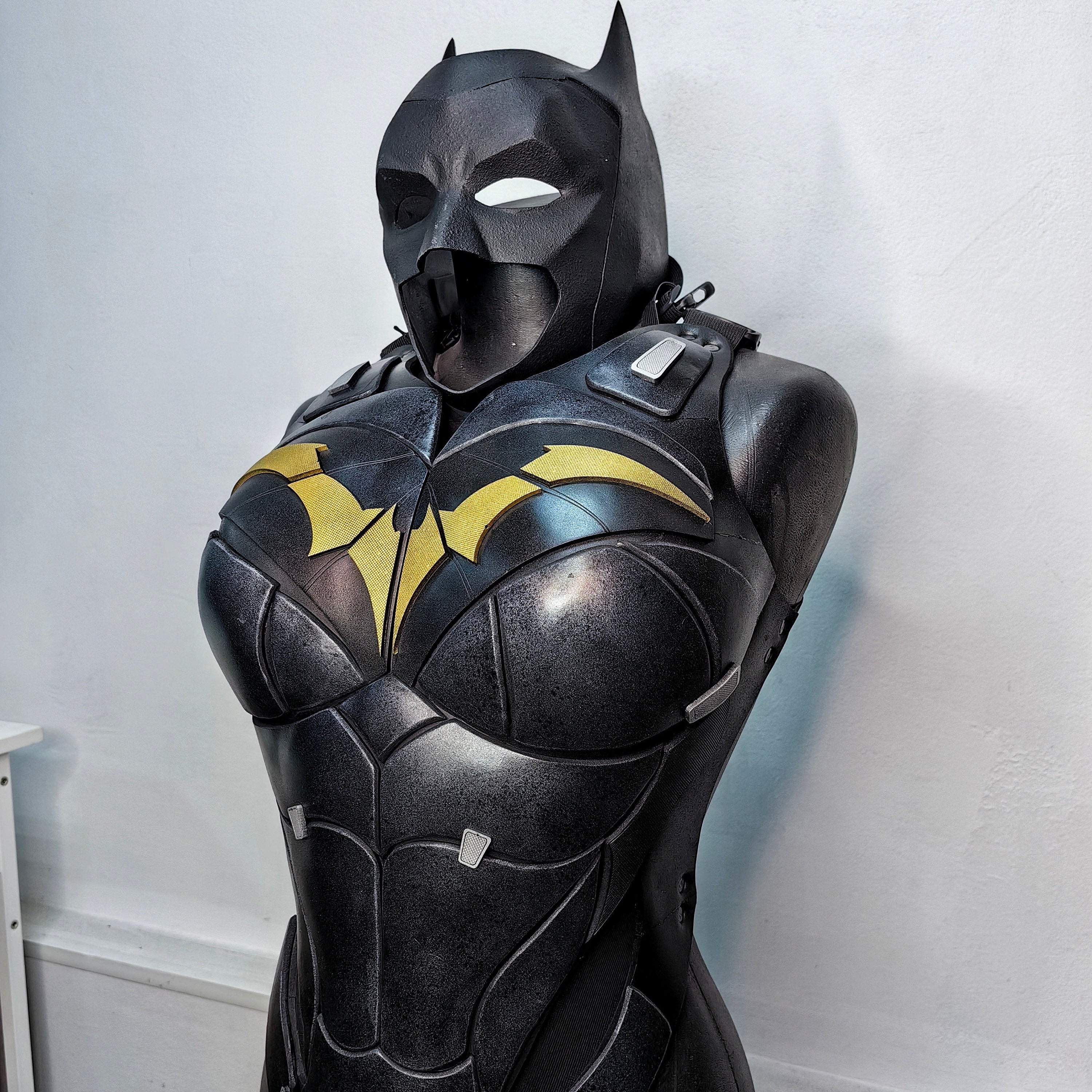 Batgirl cosplay chest armor EVA foam front view