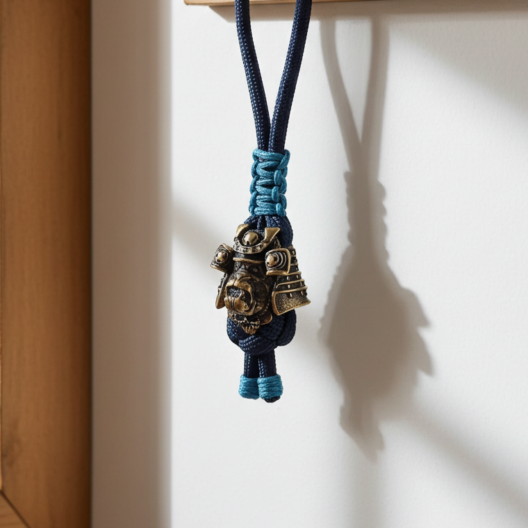 Bronze Gorilla Samurai bead on knife lanyard