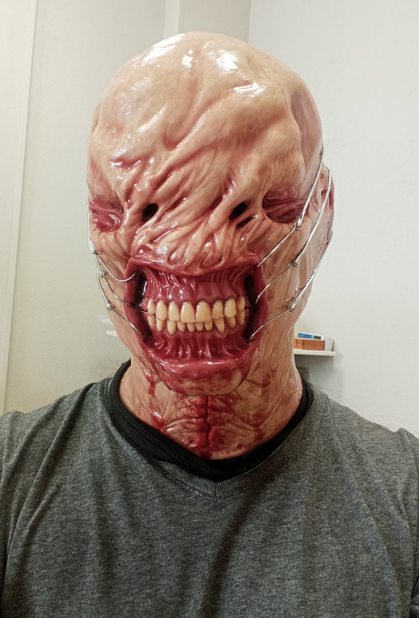 Cenobite nutcracker silicone mask with chattering teeth wearable cosplay 