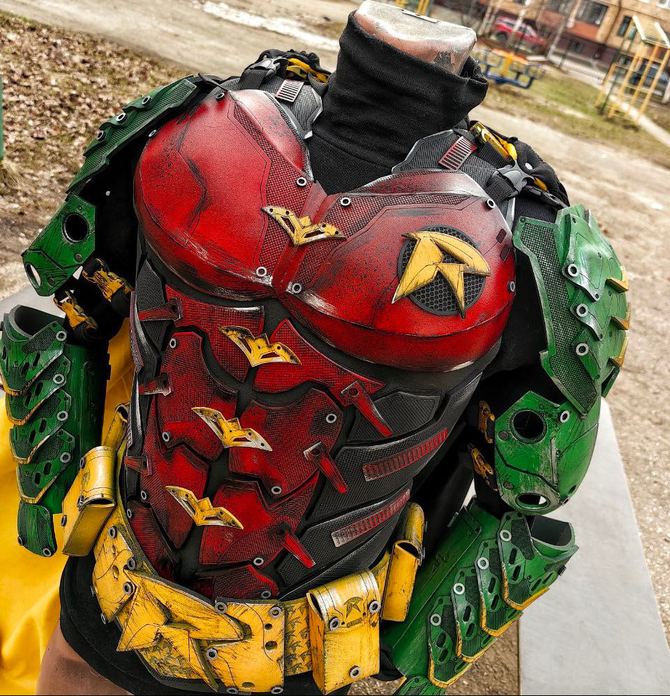 Red and black Robin costume suit for cosplay fans