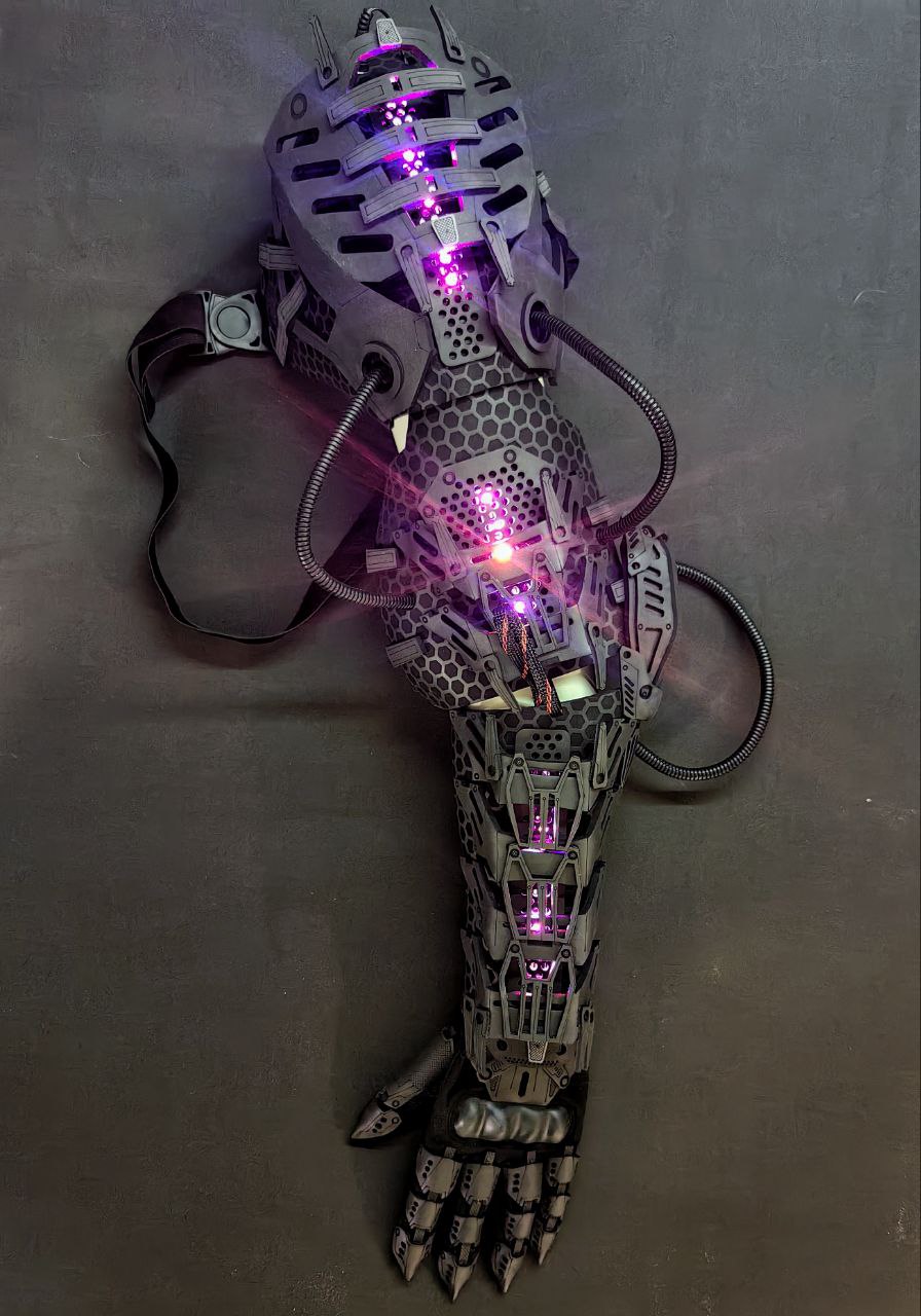 Textured cyberpunk arm guards for sci-fi cosplay