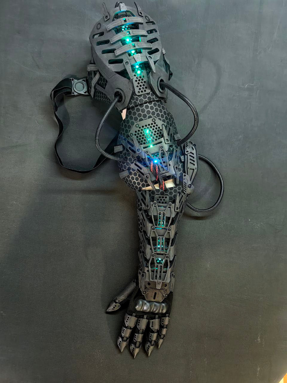 Black cyberpunk arm armor for cosplay costume