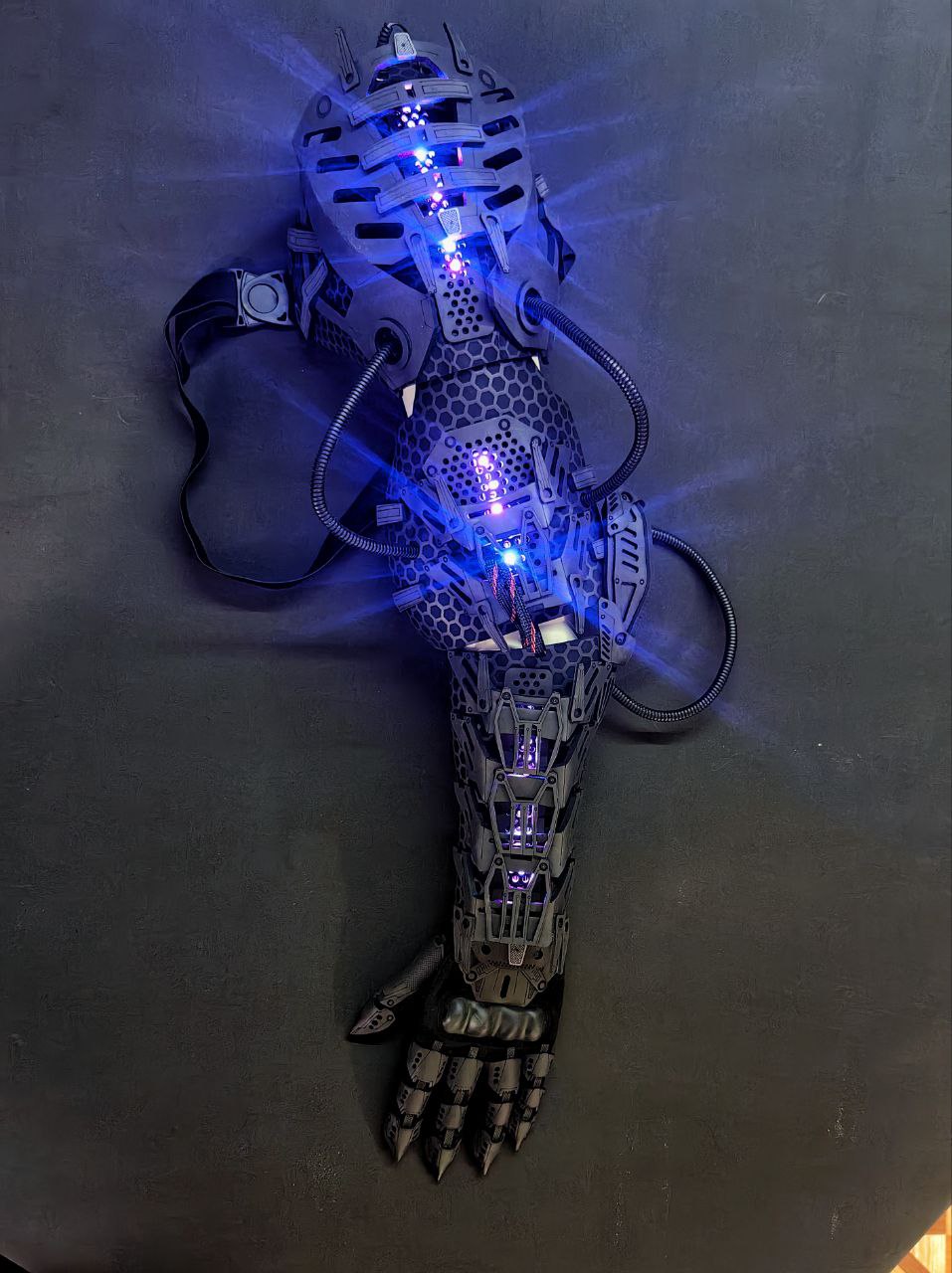 Futuristic cyberpunk style arm armor for cosplay