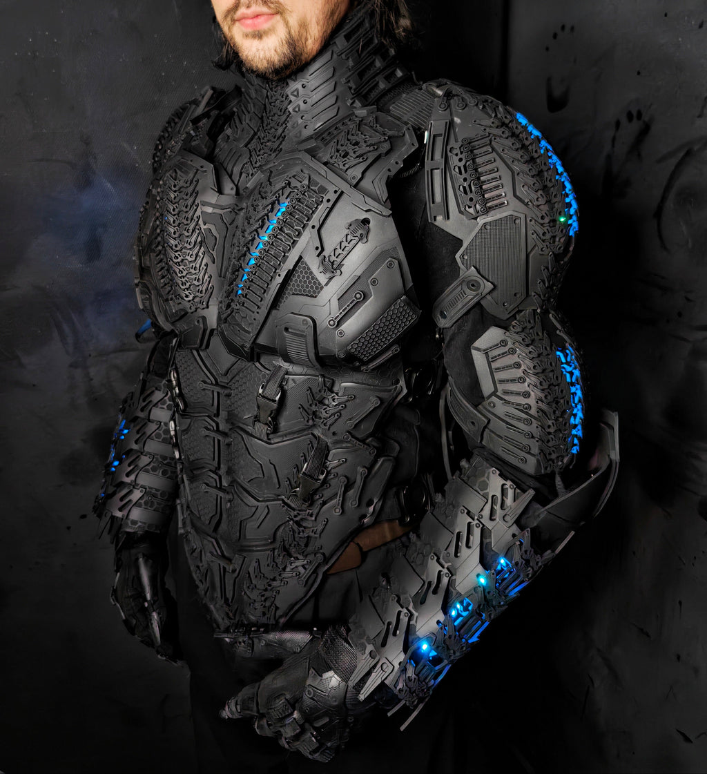 Handcrafted EVA foam chest plate featuring intricate detailing and water-resistant finish