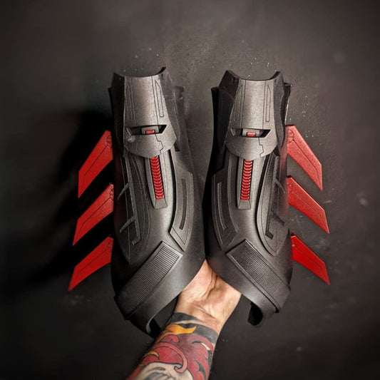 Red hood bracers (gauntlets) for cosplay