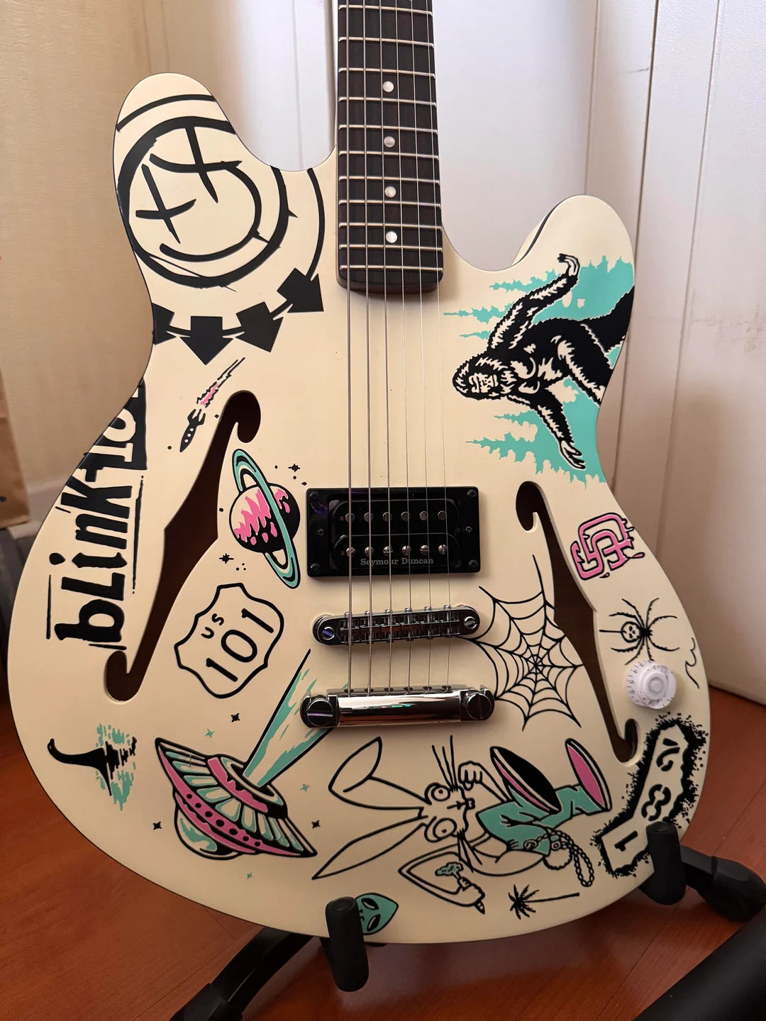 Tom Delonge Guitar Stickers – Bigfoot Fender Starcasters Vinyl Decals