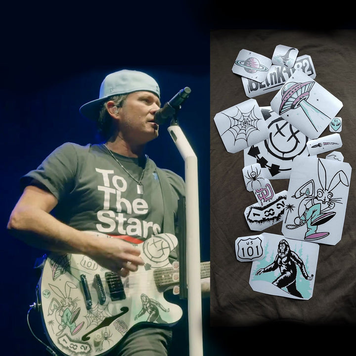 Tom DeLonge guitar stickers Bigfoot Fender Starcasters vinyl decal Rabbit