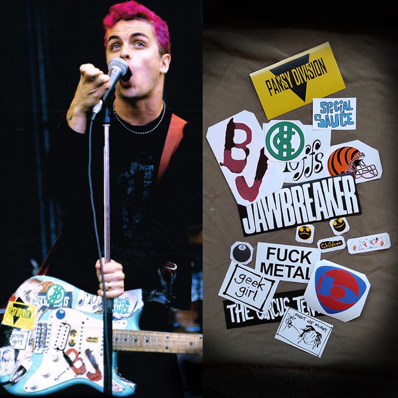 Billie Joe guitar stickers Version BJ 1994 vinyl decal Fernandes Blue. Set 18 (UPDATED VERSION)