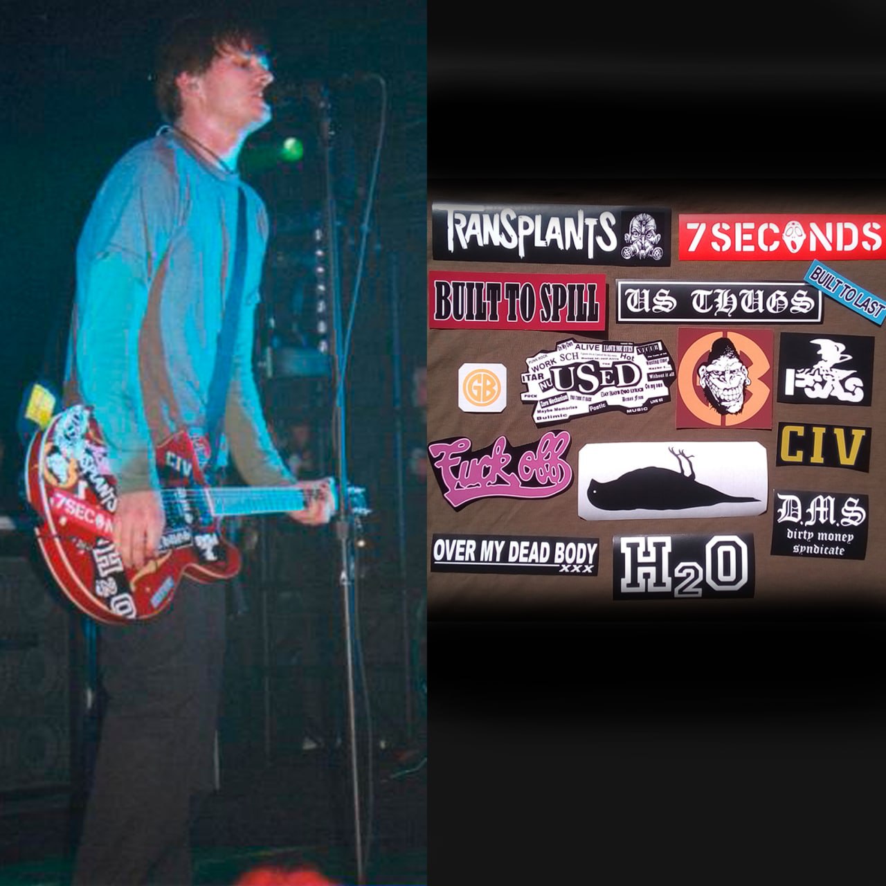 Tom DeLonge Box Car Racer stickers guitar Gibson ES335