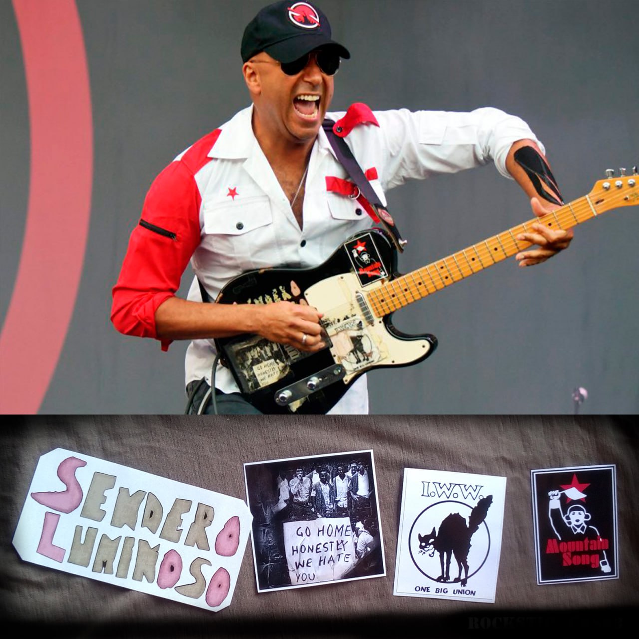 Guitar stickers Tom Morello Sendero Luminoso Mau Mau uprising Fender Telecaster decal