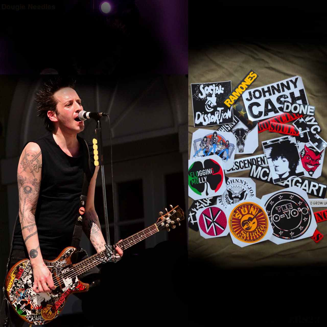 Dougie Needles guitar stickers punk Gibson Les Paul Junior