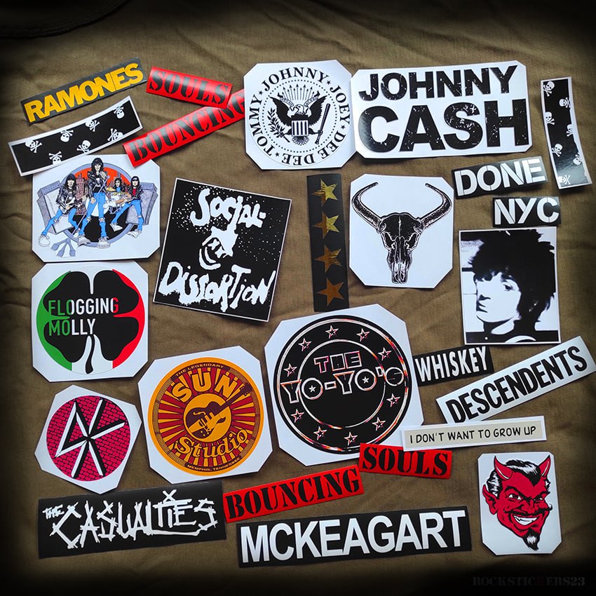 Dougie Needles guitar stickers punk Gibson Les Paul Junior