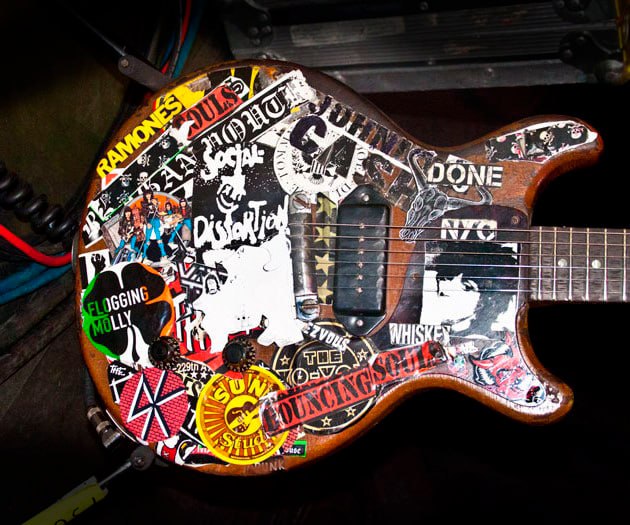 Dougie Needles guitar stickers punk Gibson Les Paul Junior