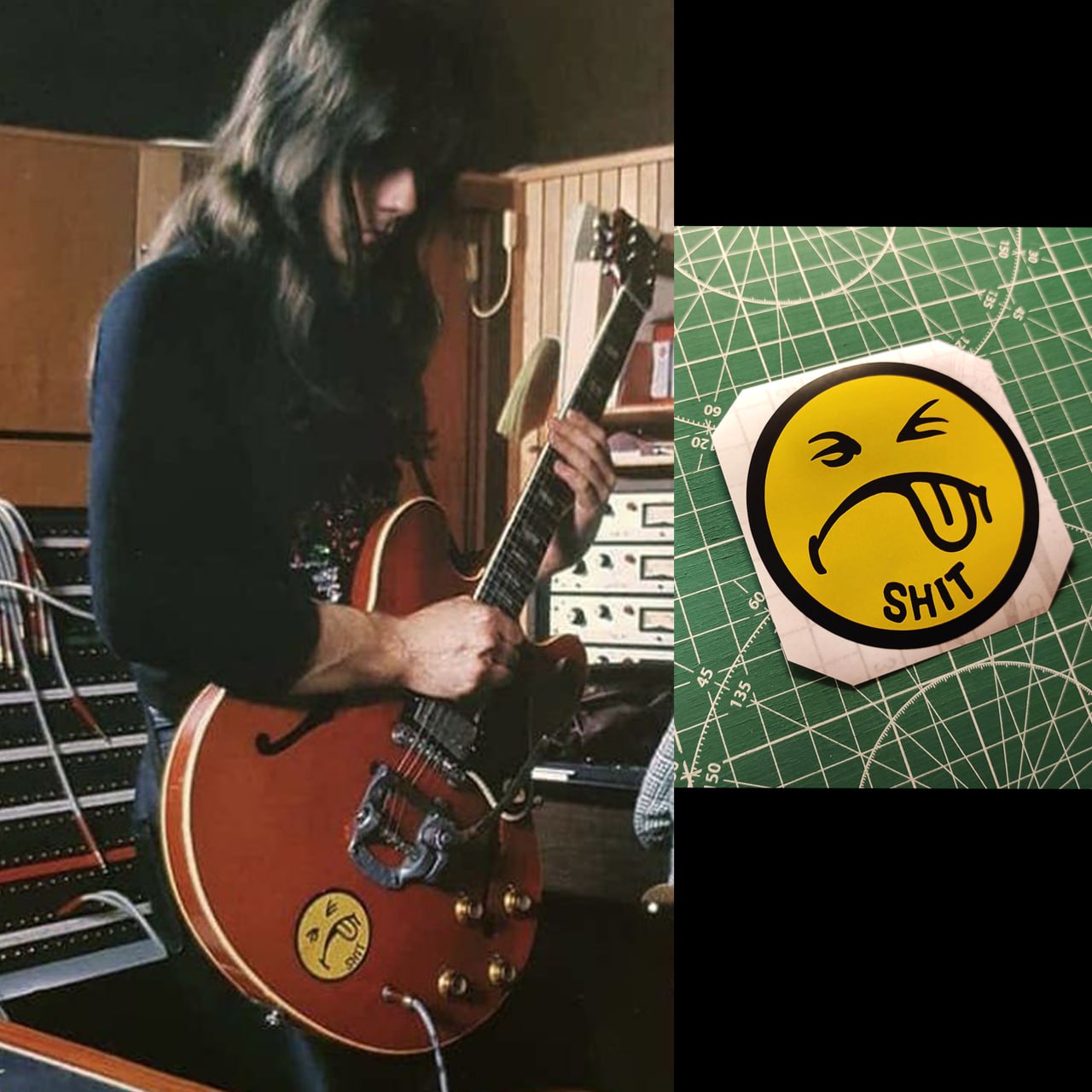 Andy Scott guitar sticker “SHIT” Gibson ES-335 Sweet band