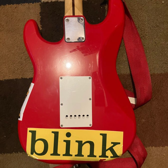 Tom DeLonge guitar stickers Red Fender Squier vinyl decal Blink-182