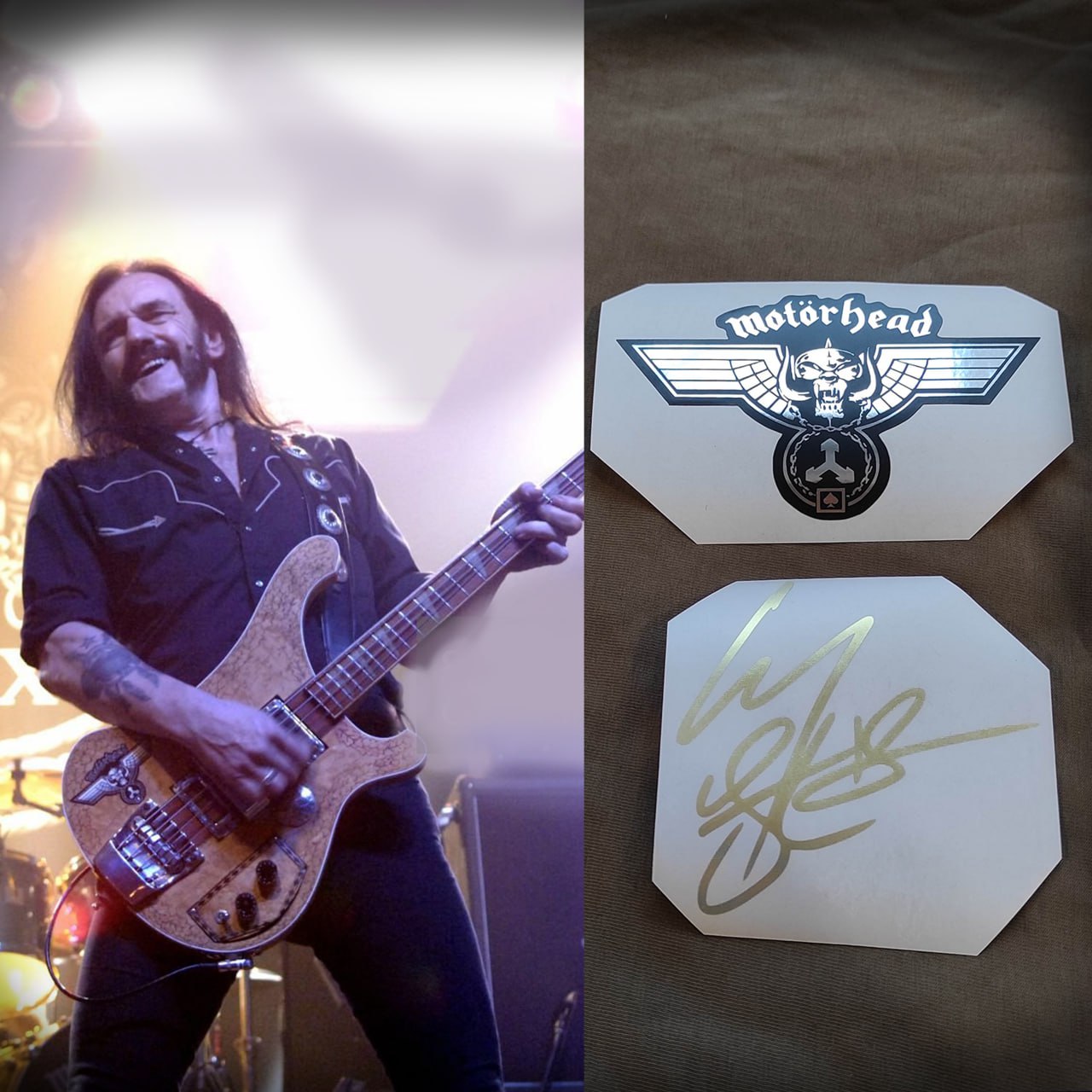 Lemmy Kilmister guitar stickers Motorhead decal Rickenbacker vinyl Hammered