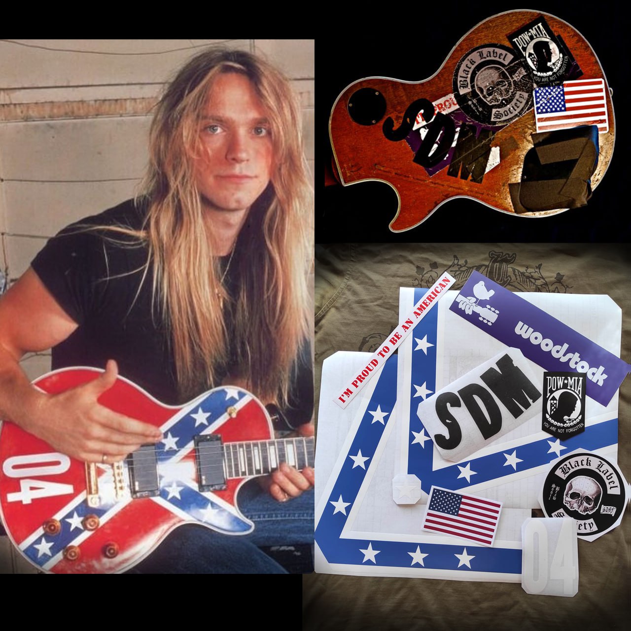 Zakk Wylde guitar stickers Rebel Flag Gibson Les Paul Black Sabbath