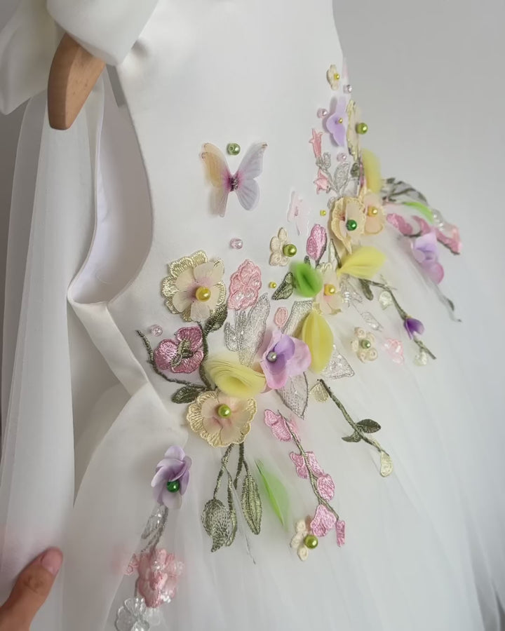 White Dress with bows and flowers