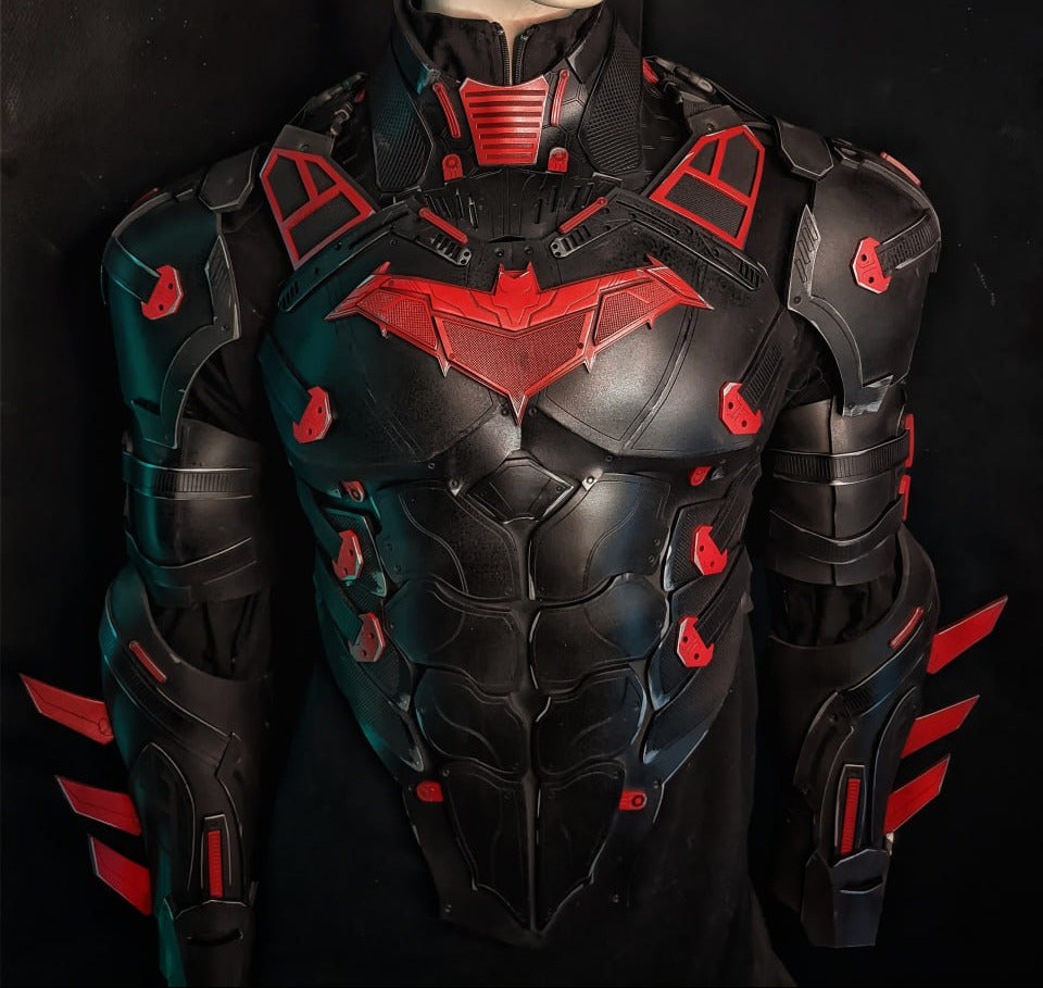 Red Hood cosplay armor costume front view