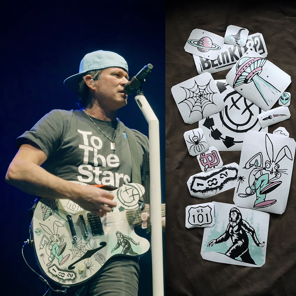 Tom Delonge guitar stickers vinyl decals for Fender Starcasters