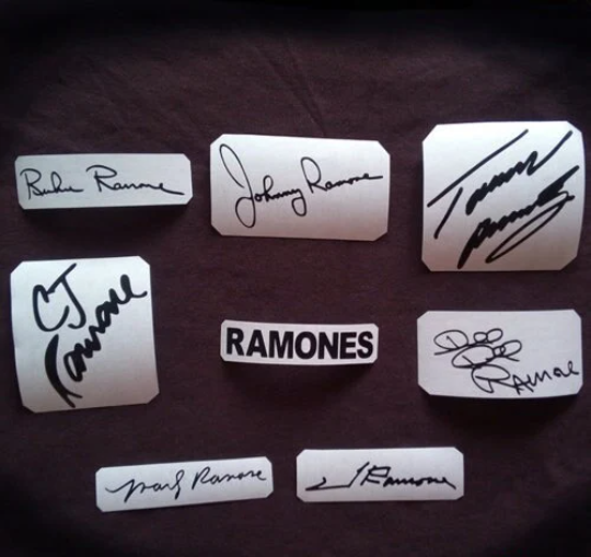 Ramones autographs stickers Johnny Ramone,Tommy,Johnny,Dee Dee,Marky,C.J.,Richie