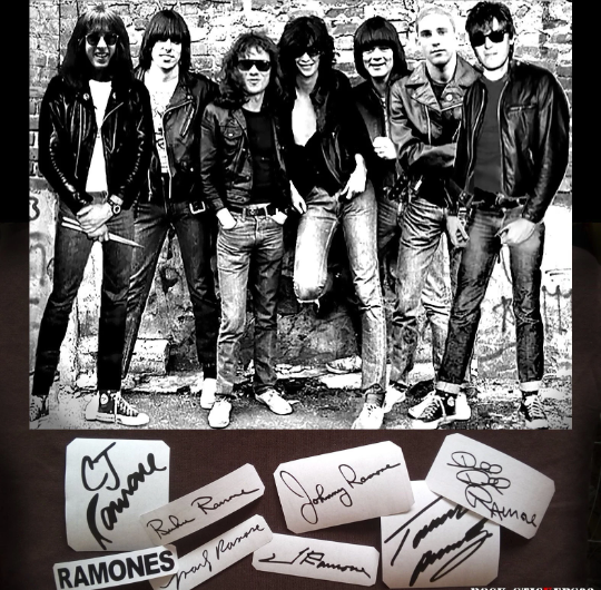 Ramones autographs stickers Johnny Ramone,Tommy,Johnny,Dee Dee,Marky,C.J.,Richie