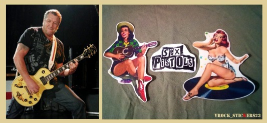 Steve Jones guitar stickers retro girls + logo Sex Pistols Punk Rock decal