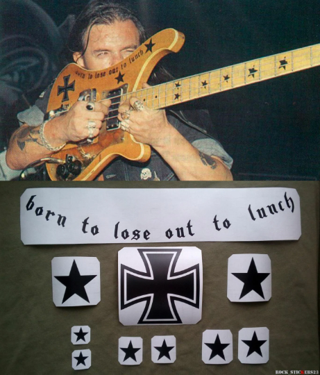Lemmy Kilmister guitar decal Motorhead vinyl sticker Rickenbacker "Born to lose"