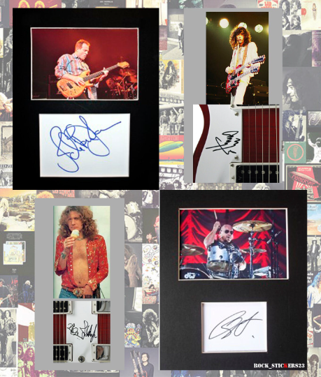 Led Zepp. stickers autograph vinyl Jimmy Page, Robert Plant, Bonham, John Jones