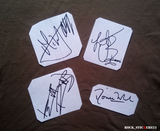 The Rolling Stones stickers autograph Mick Jagger,Keith Richards, Watts, Wood