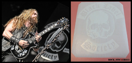 Black Label Society guitar stickers Zakk Wylde skull vinyl decal rock metal