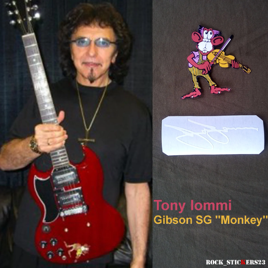 Tony Iommi stickers decal Gibson SG Monkey Custom guitar plus vinyl autograph