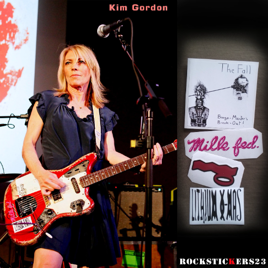 Kim Gordon guitar stickers Sonic Youth Fender Jaguar Red decal rock set 5