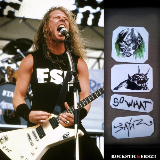 James Hetfield guitar stickers “SO WHAT” Gibson Explorer decal  + autograph FREE Gift!