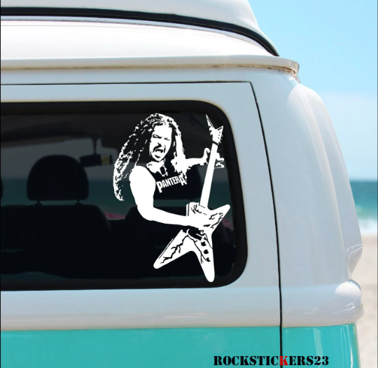 Dimebag Darrell vinyl portrait stickers guitar, car, laptop Pantera