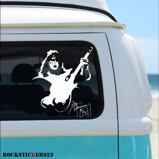 ACE FREHLEY Vinyl Portrait Stickers Guitar, Car, Laptop KISS Without Background Decal + Autograph