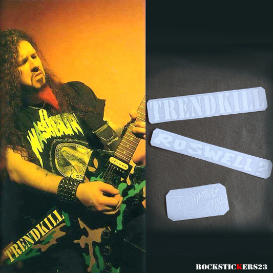 Dimebag Darrell guitar stickers Trendkill, Roswell Washburn Dime + autograph