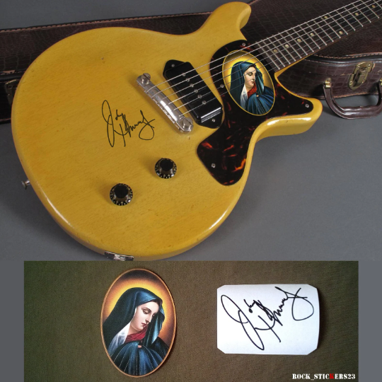 Johnny Thunders Our Lady of Sorrows stickers Gibson Les Paul Junior TV Autograph