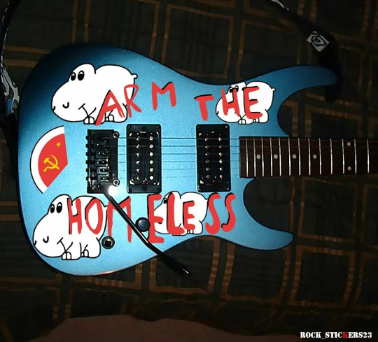 Tom Morello Arm the homeless guitar stickers vinyl decal Kramer hippopotamuses