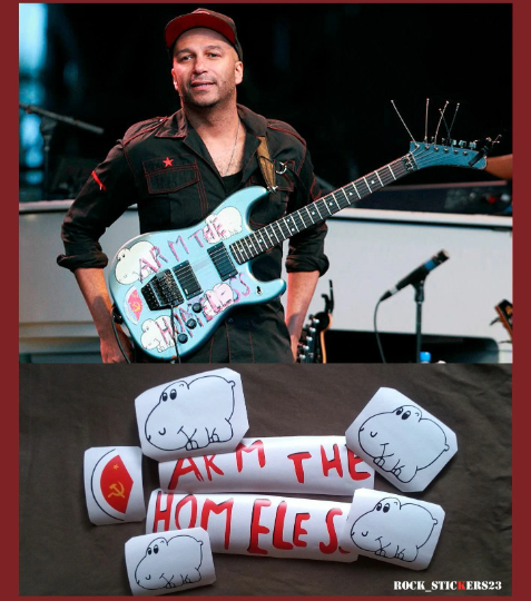 Tom Morello Arm the homeless guitar stickers vinyl decal Kramer hippopotamuses