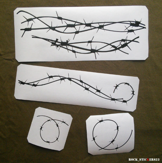 Barb wire guitar body stickers vinyl decal set 4. For any guitars